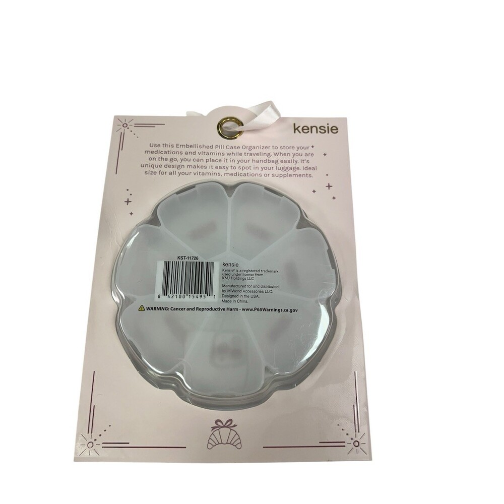 Kensie 7-Day Weekly Travel Embellished Pill Case Organizer Labeled Secure Close - Picture 2 of 2